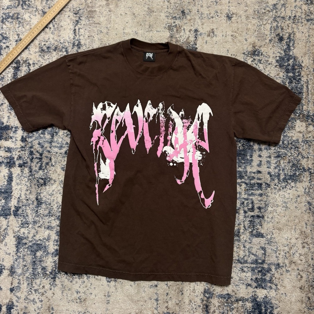 Authentic Revenge X Juice Wrld 999 Dove Logo Chocolate Tee Size Large Excellent